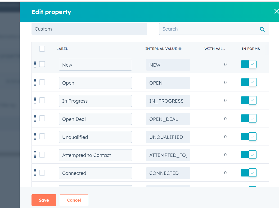 Editing and Arranging Custom Lead Statuses