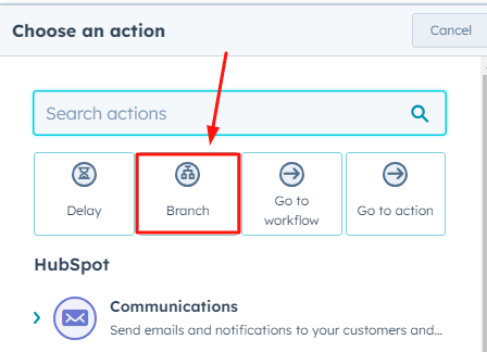 Look for Branch in left panel 